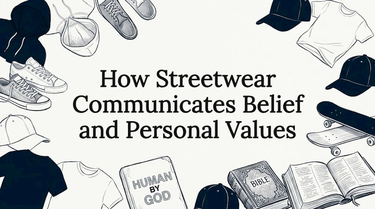 Hand-drawn title card with streetwear icons framing clear center