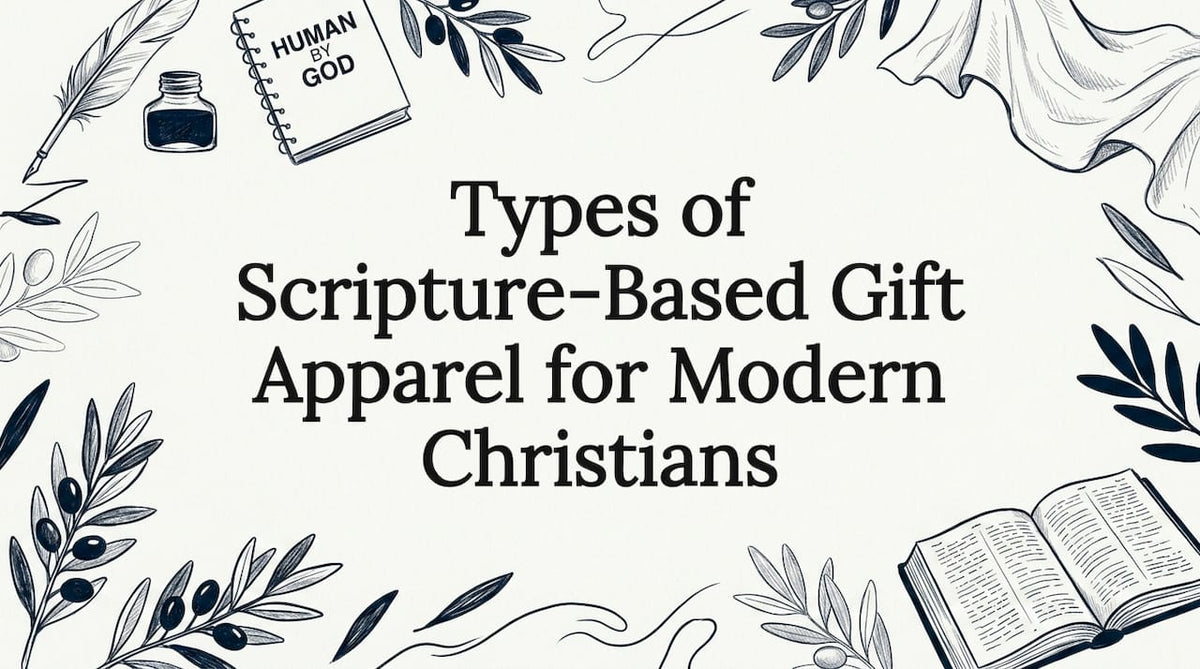 Decorative scripture apparel title card illustration