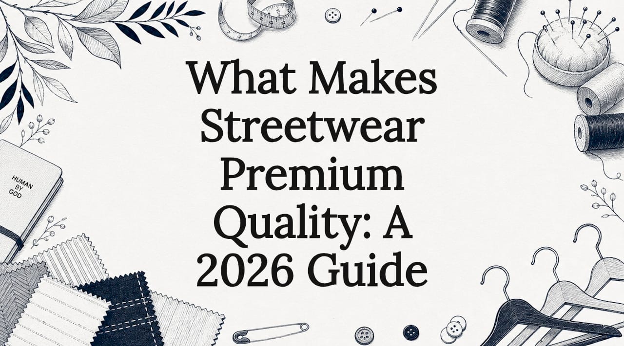 Decorative title card with streetwear themed illustrations