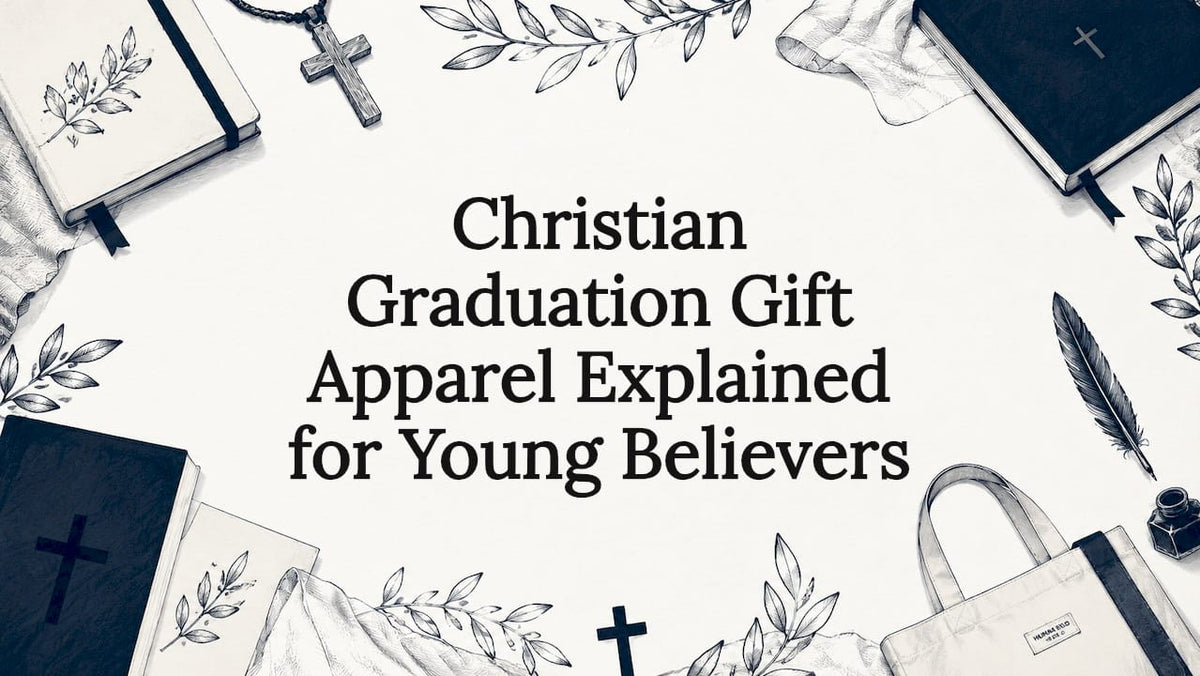 Decorative title card with Christian symbols