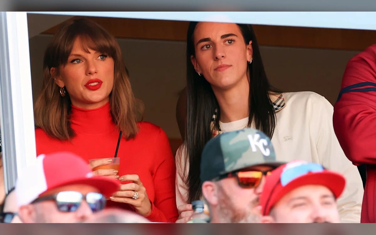 Taylor Swift sitting with Caitlin Clark at Chiefs game