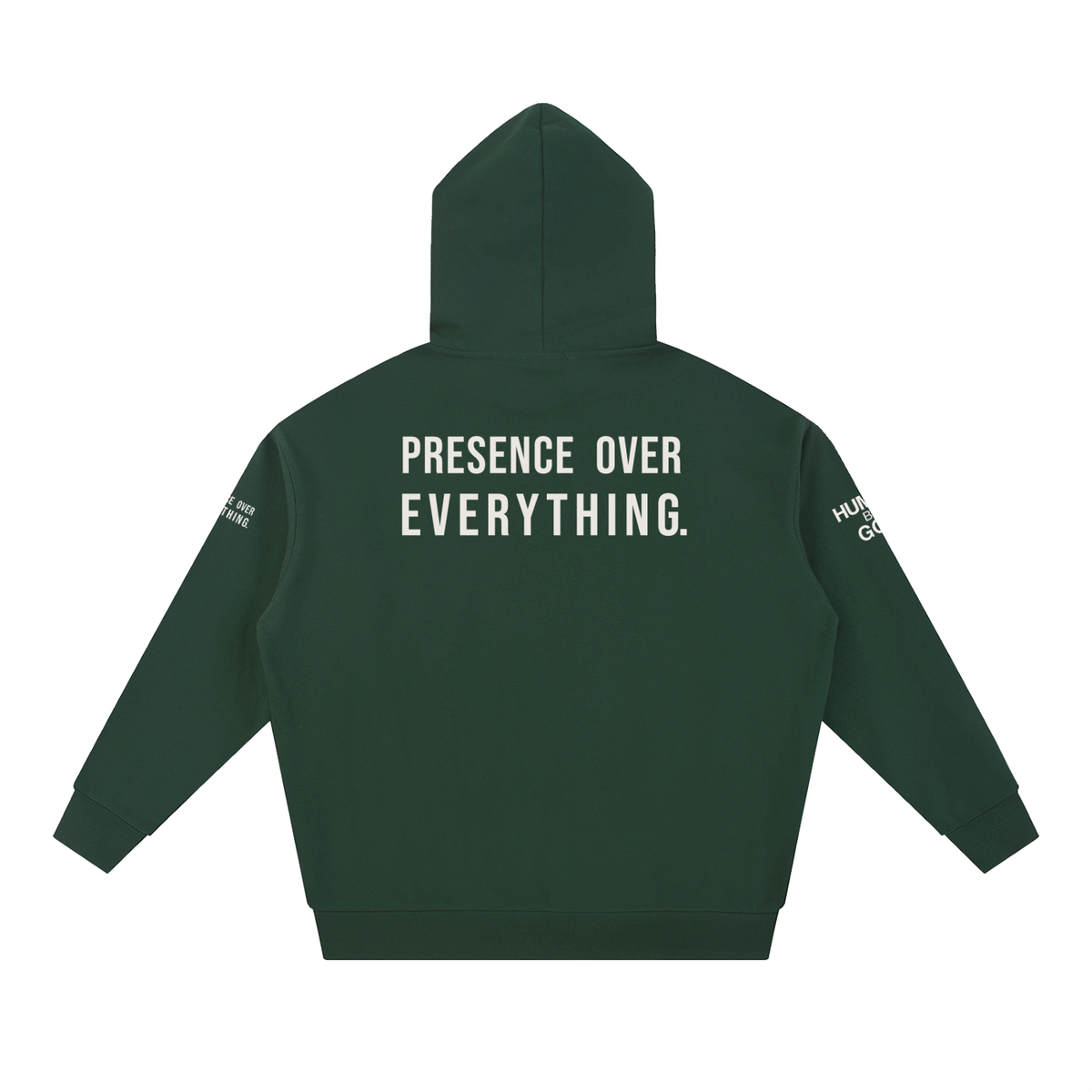 PRESENCE OVER EVERYTHING – White Oversized Hoodie