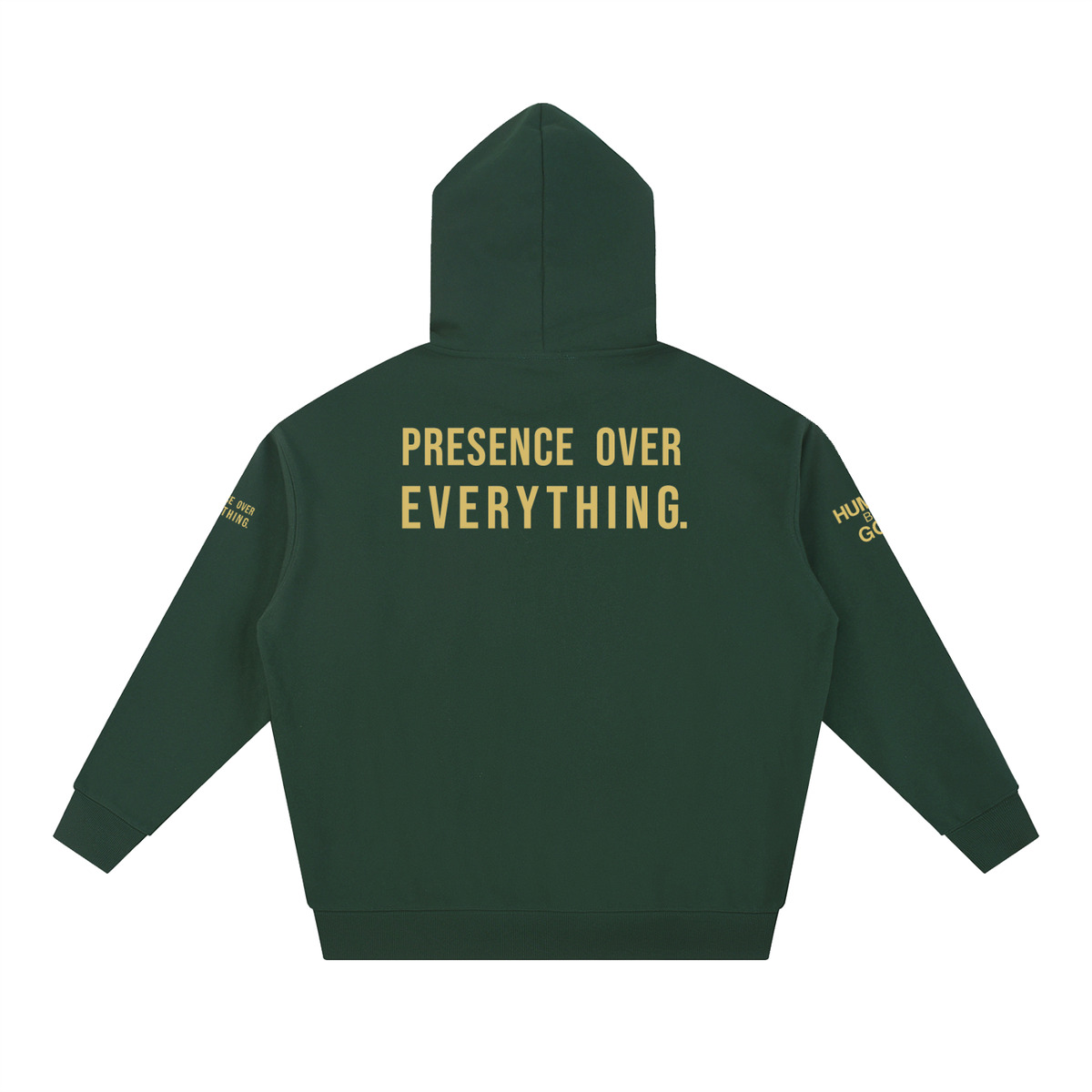 PRESENCE OVER EVERYTHING – Gold Oversized Hoodie
