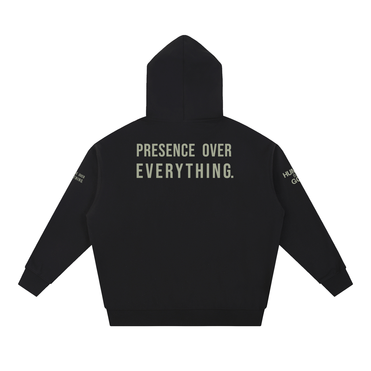 PRESENCE OVER EVERYTHING – Light Olive Oversized Hoodie