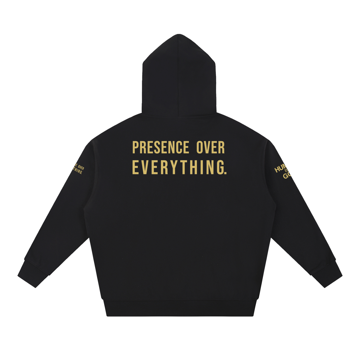 PRESENCE OVER EVERYTHING – Gold Oversized Hoodie