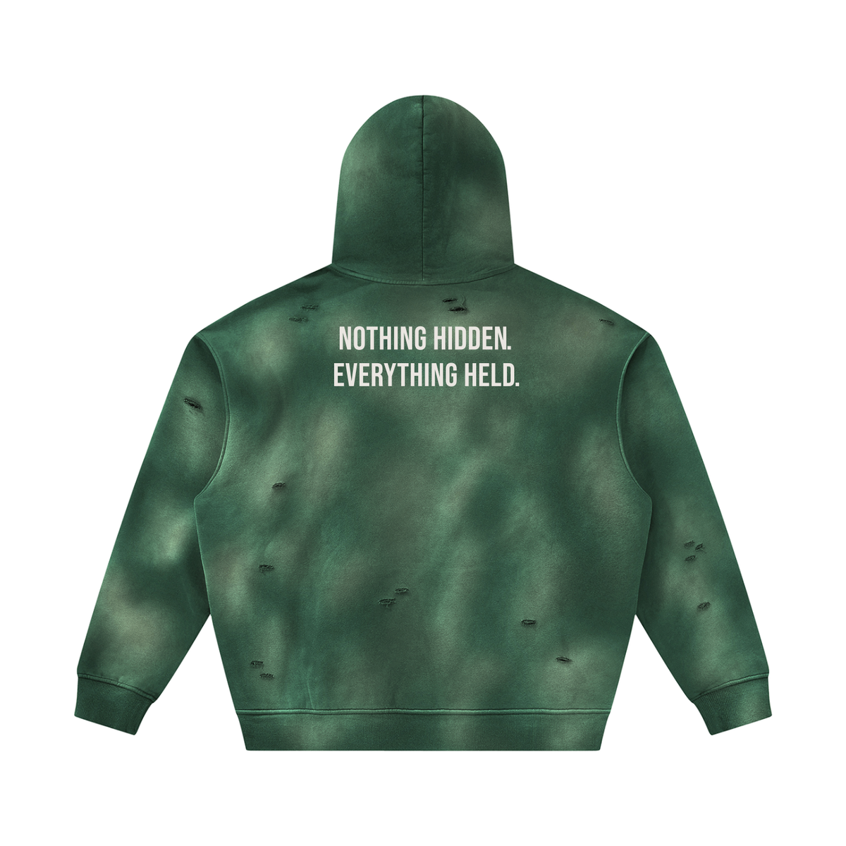 NOTHING HIDDEN. EVERYTHING HELD. - White Hoodie