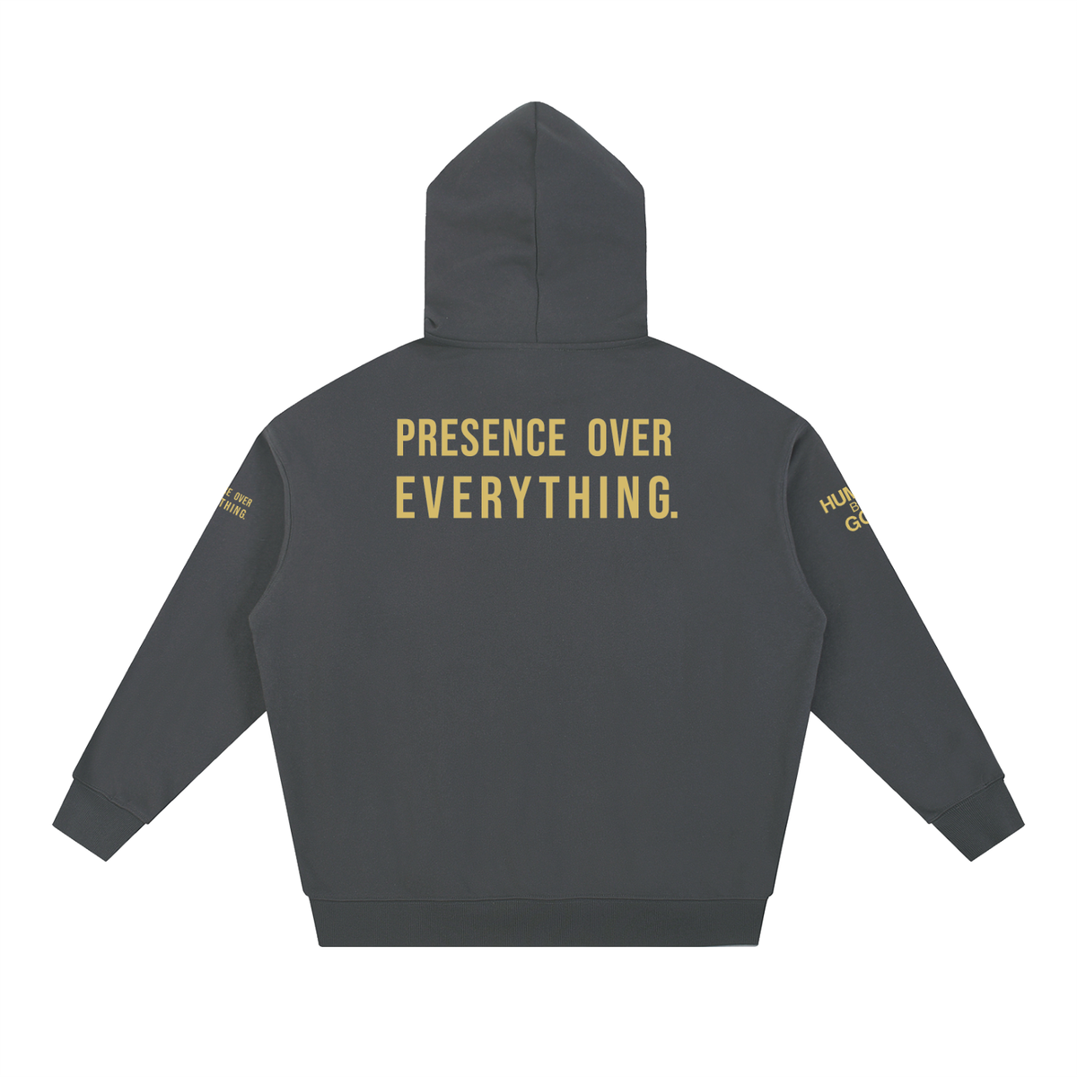 PRESENCE OVER EVERYTHING – Gold Oversized Hoodie