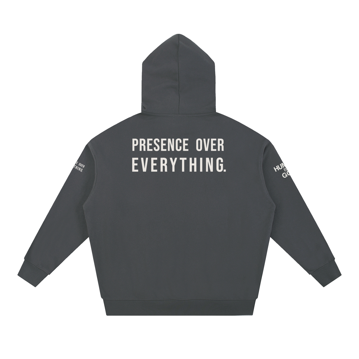 PRESENCE OVER EVERYTHING – White Oversized Hoodie