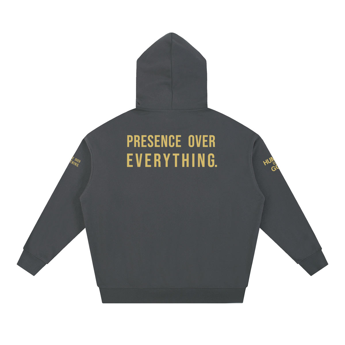 PRESENCE OVER EVERYTHING – Gold Oversized Hoodie
