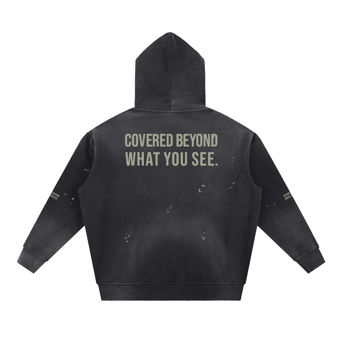 COVERED BEYOND WHAT YOU SEE - Light Olive Hoodie