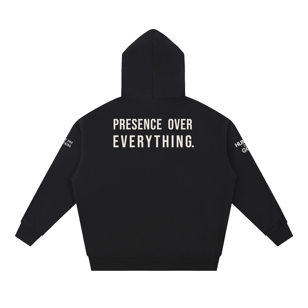 PRESENCE OVER EVERYTHING – White Oversized Hoodie