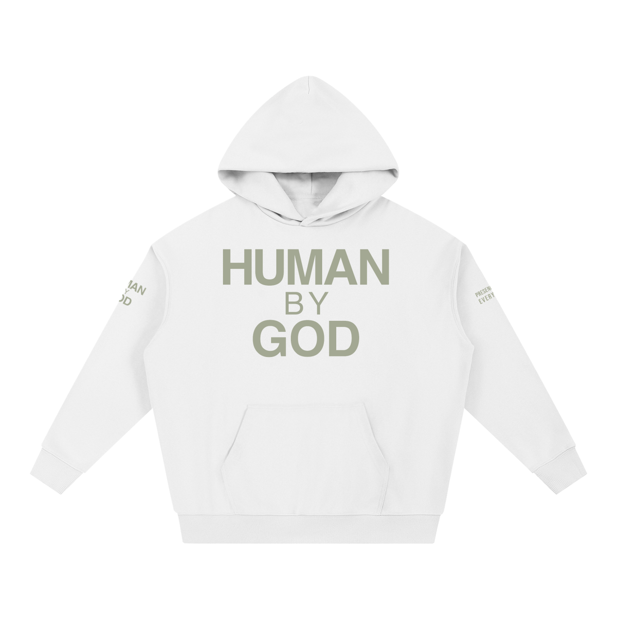 PRESENCE OVER EVERYTHING – Light Olive Oversized Hoodie