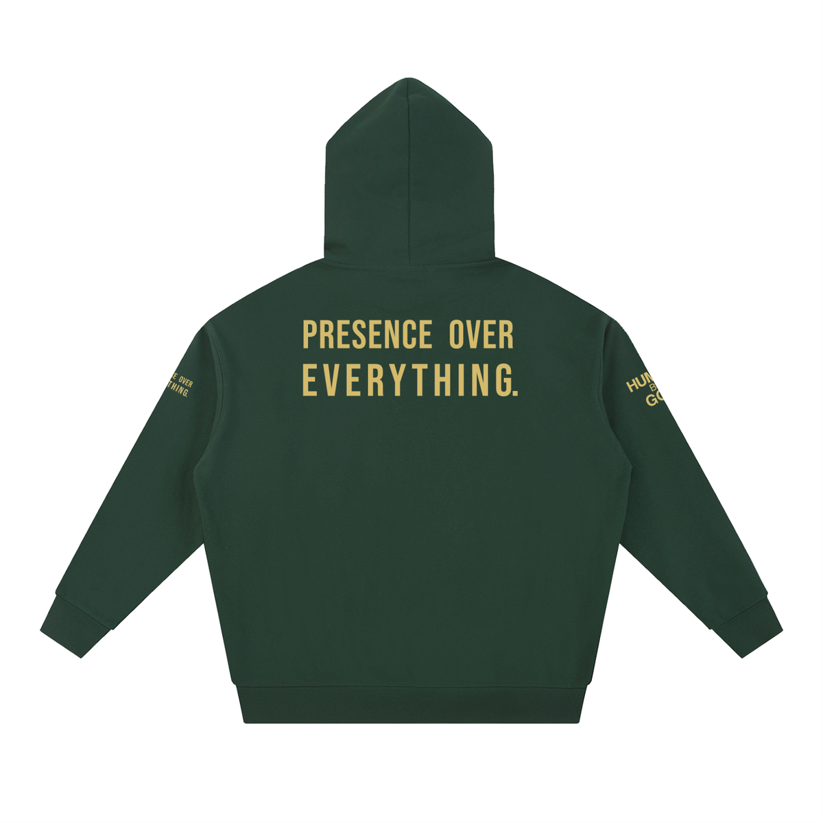 PRESENCE OVER EVERYTHING – Gold Oversized Hoodie