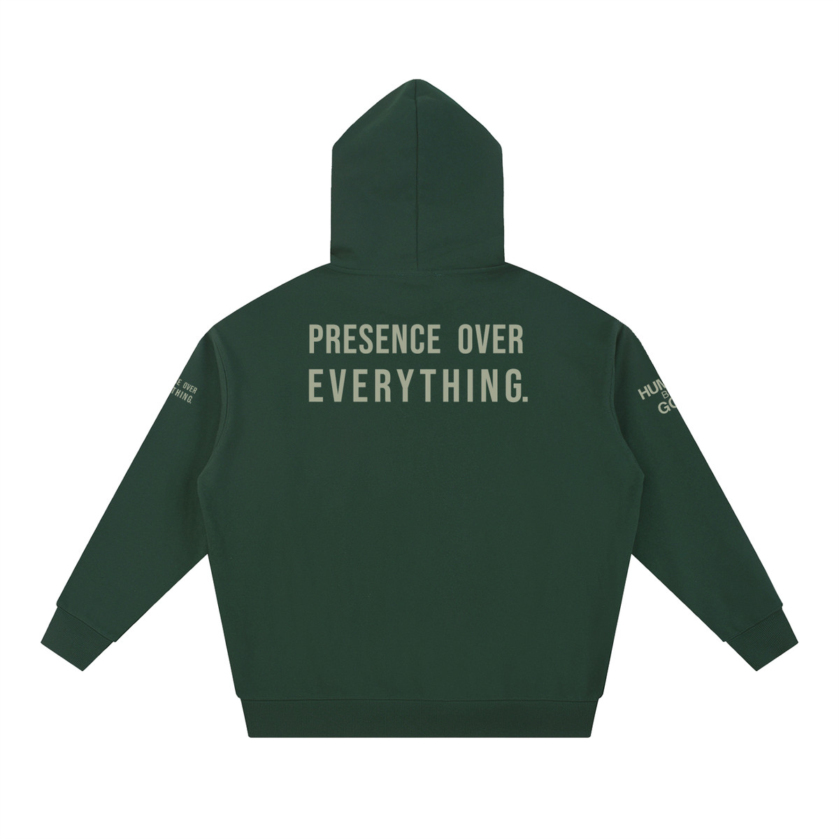 PRESENCE OVER EVERYTHING –  Light Olive Oversized Hoodie