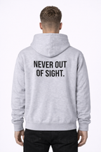 Never Out Of Sight — model back view — printed