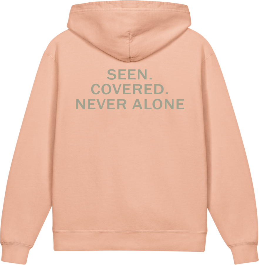 Seen. Covered. Never Alone. — Older Kids Faith Hoodie