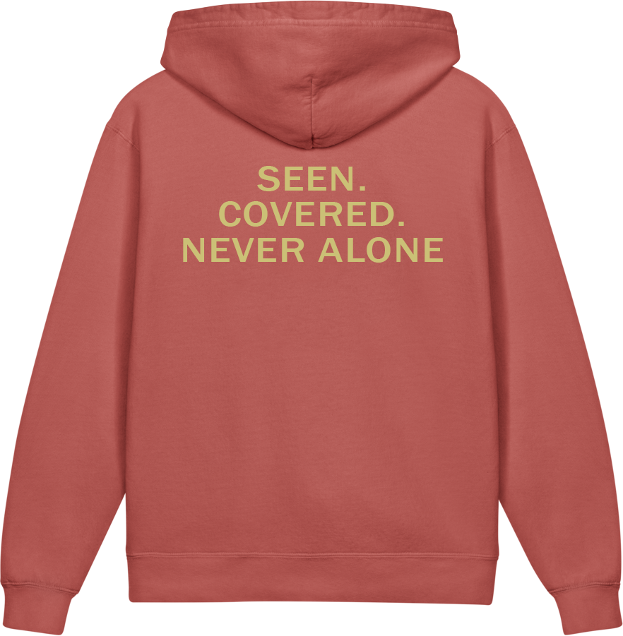 Seen. Covered. Never Alone. — Older Kids Faith Hoodie