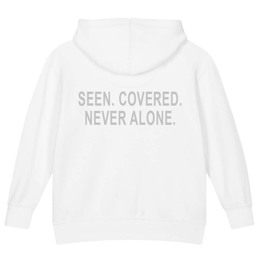 Seen. Covered. Never Alone. — Kids Faith Hoodie