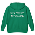 Seen. Covered. Never Alone. — Kids Faith Hoodie