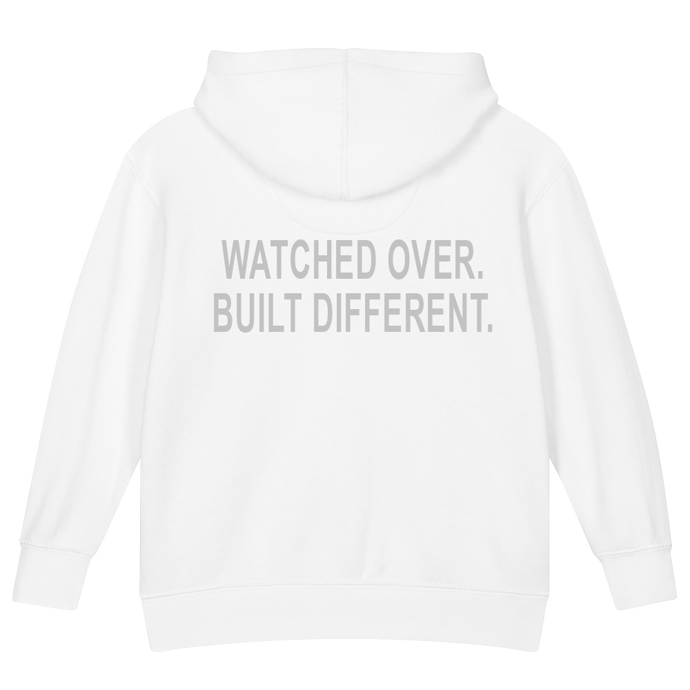 Watched Over. Built Different. — Kids Faith Hoodie