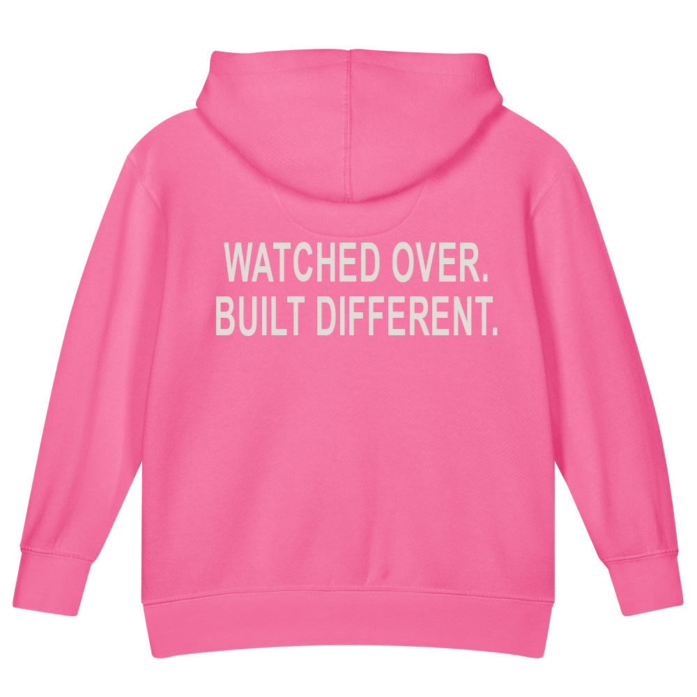 Watched Over. Built Different. — Kids Faith Hoodie