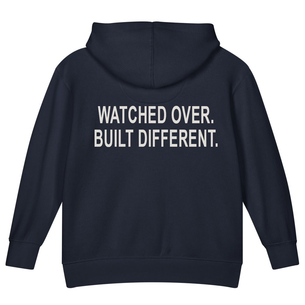 Watched Over. Built Different. — Kids Faith Hoodie