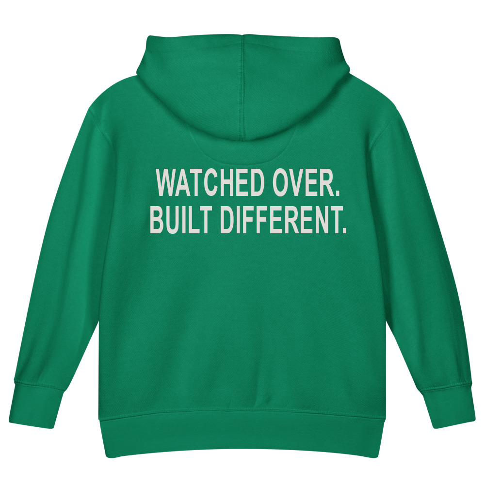 Watched Over. Built Different. — Kids Faith Hoodie