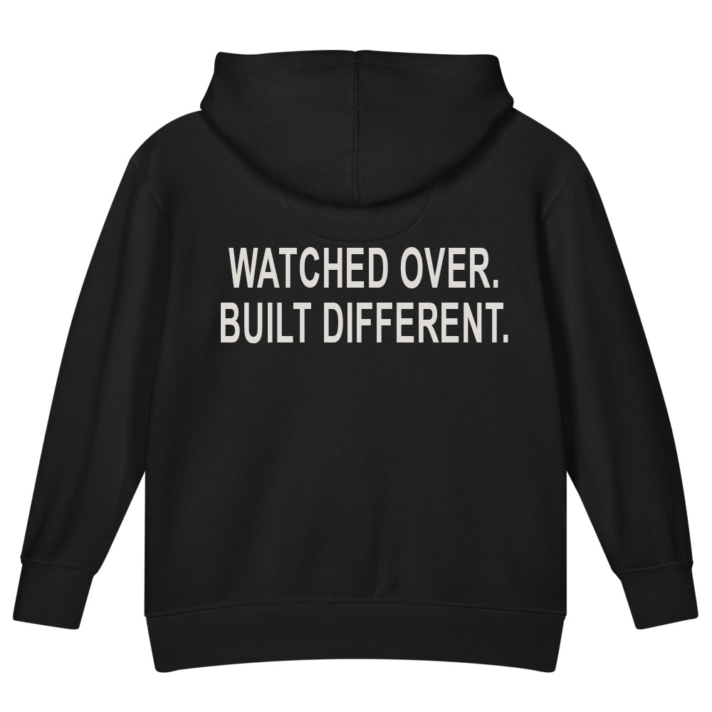 Watched Over. Built Different. — Kids Faith Hoodie