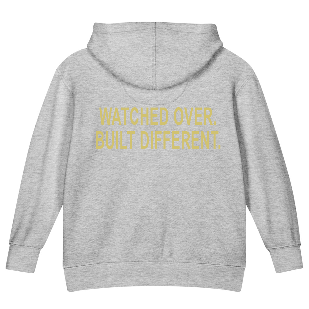 Watched Over. Built Different. — Kids Faith Hoodie