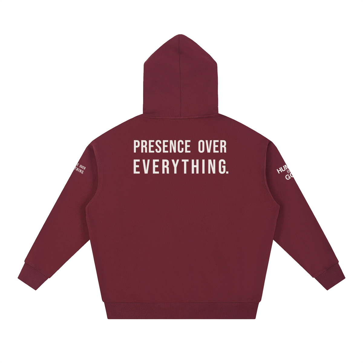 PRESENCE OVER EVERYTHING – White Oversized Hoodie