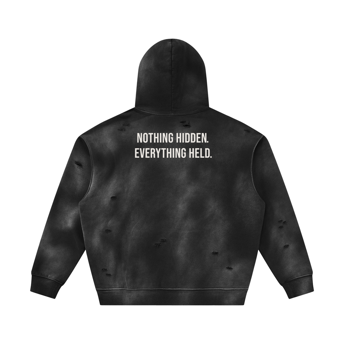 NOTHING HIDDEN. EVERYTHING HELD. - White Hoodie