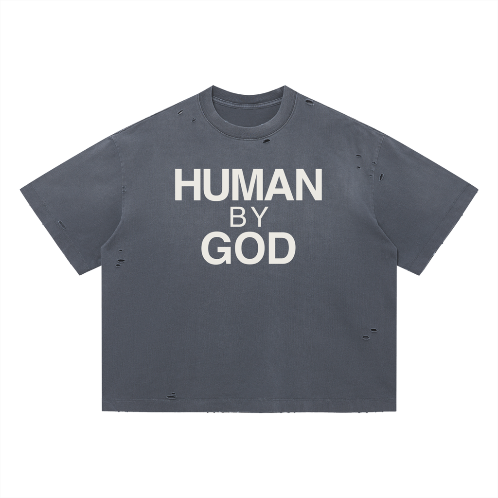 Human By God - Vintage Washed Distressed Boxy Oversized T-Shirt