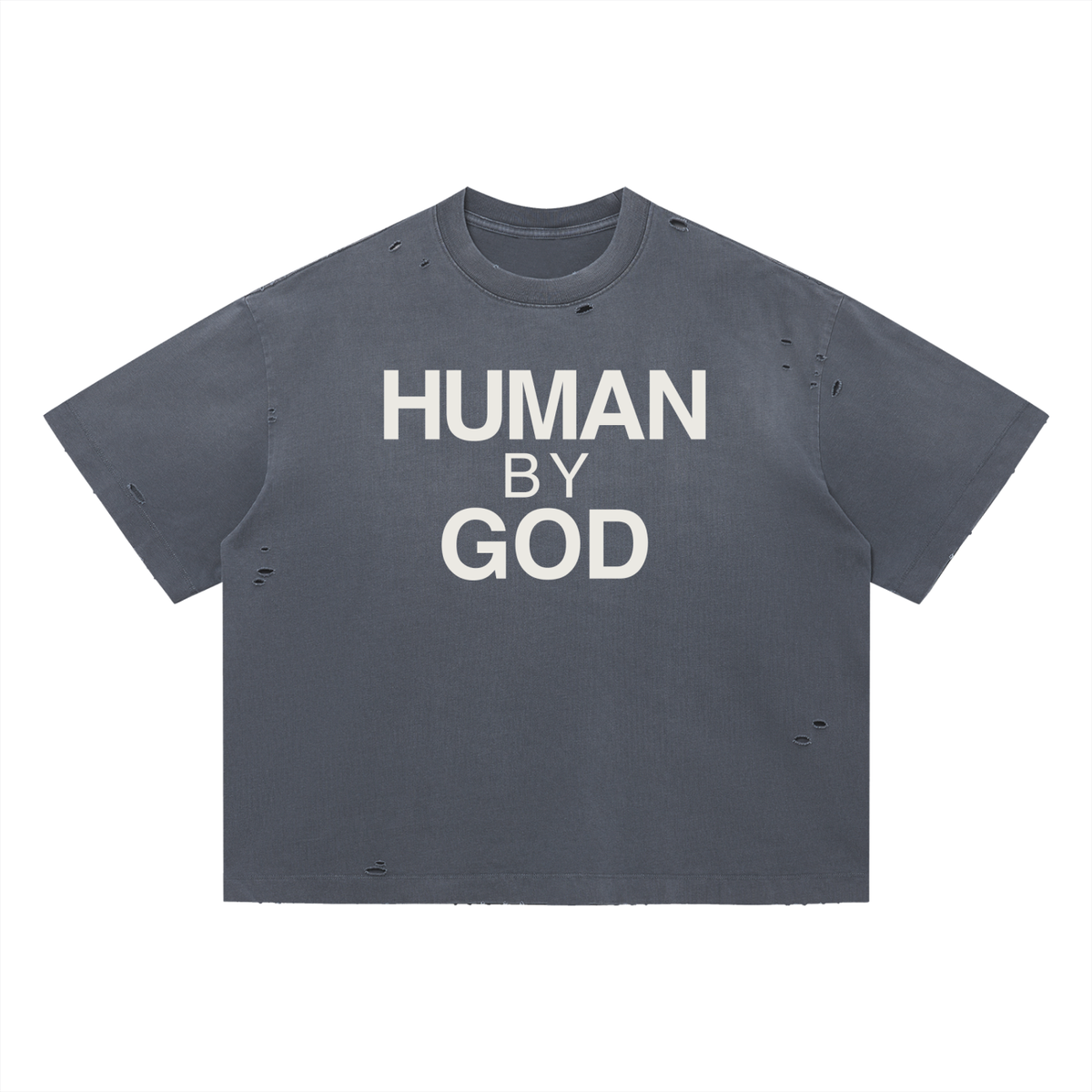 Human By God - Vintage Washed Distressed Boxy Oversized T-Shirt