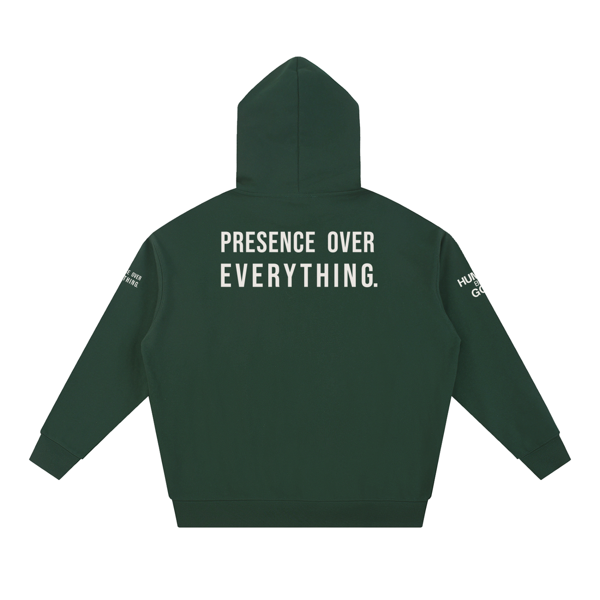 PRESENCE OVER EVERYTHING – White Oversized Hoodie