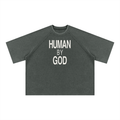 Human By God - Unisex Mineral Wash Boxy Waffle T-Shirt