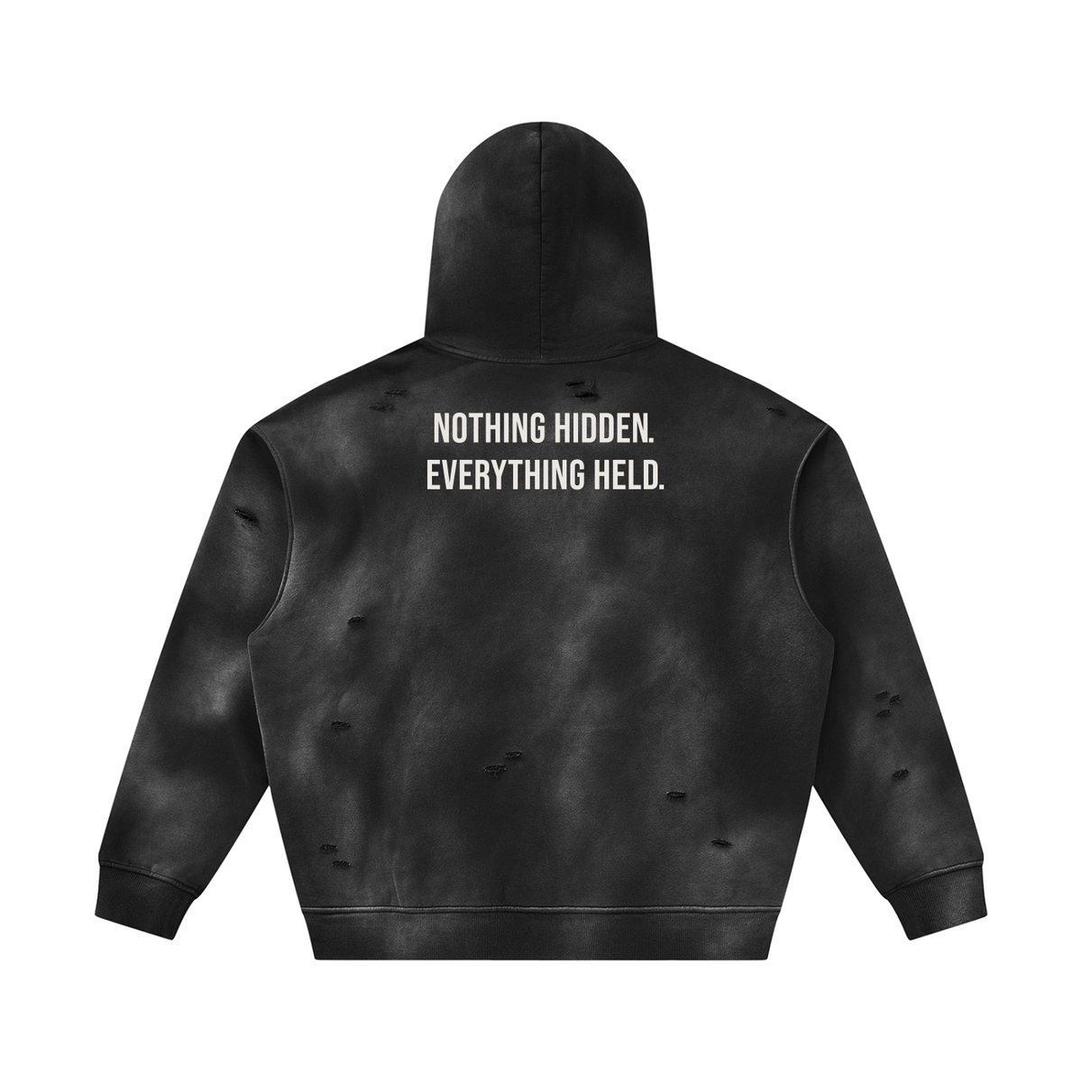 NOTHING HIDDEN. EVERYTHING HELD. - White Hoodie