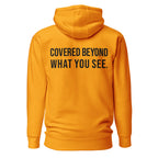 Covered Beyond What You See — Team Gold hoodie — back view