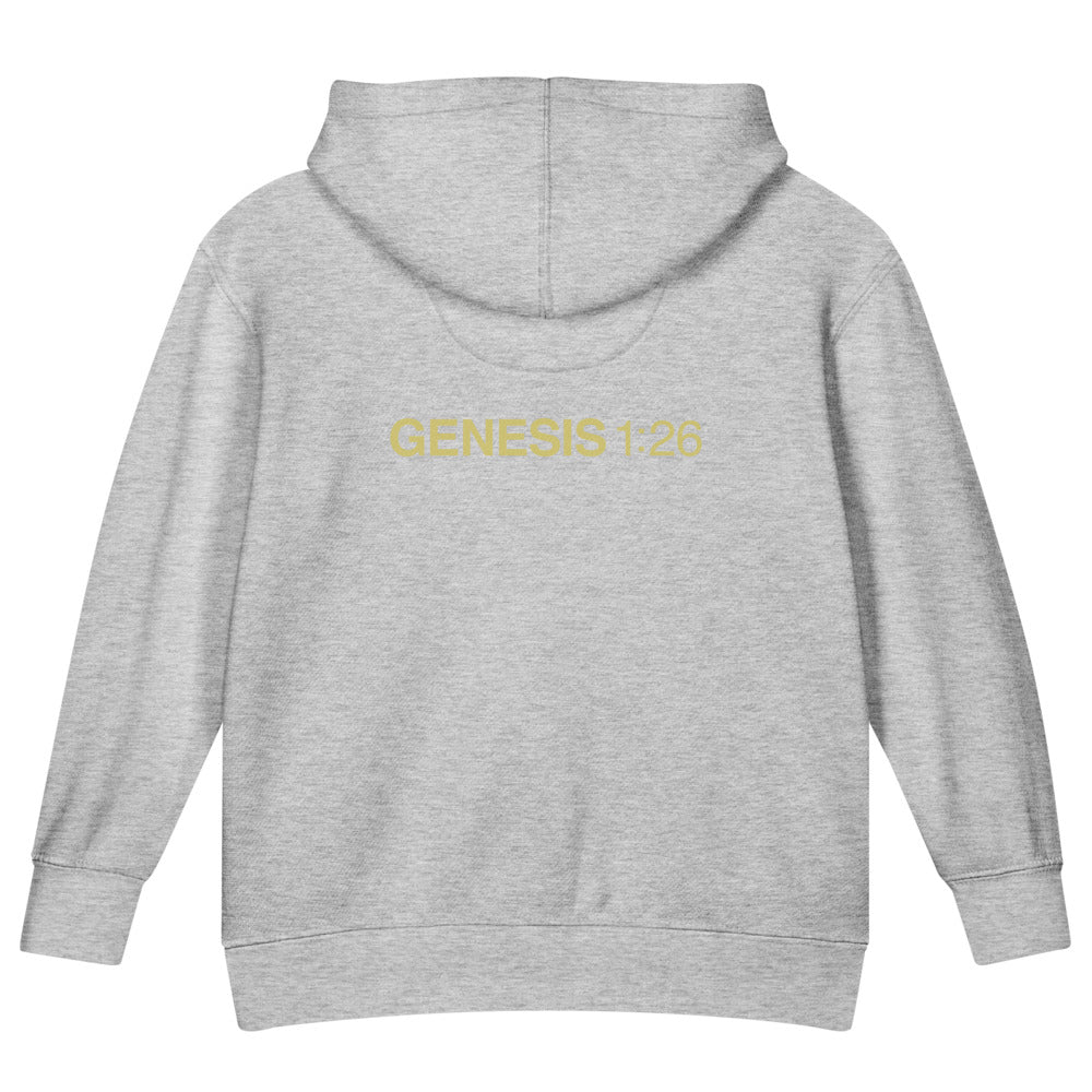 Genesis 1:26 — Kids Faith Hoodie - Heather back