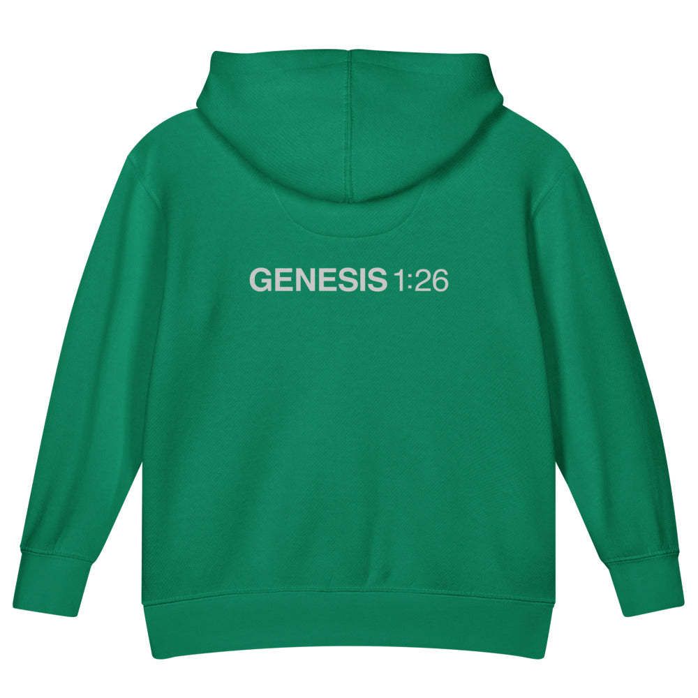 Genesis 1:26 — Kids Faith Hoodie - Kelly back