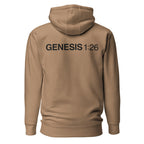 Genesis 1:26 — Latte hoodie — back view