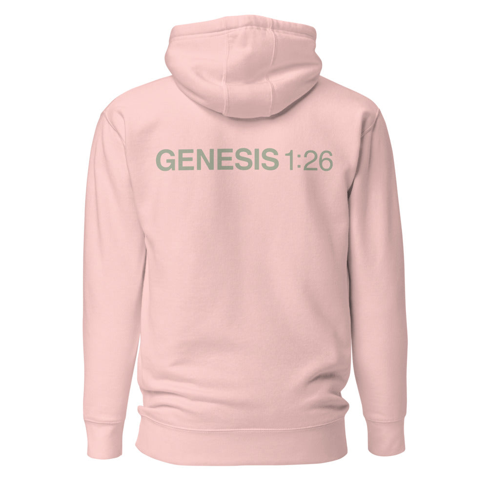 Genesis 1:26 — Light Pink hoodie — back view