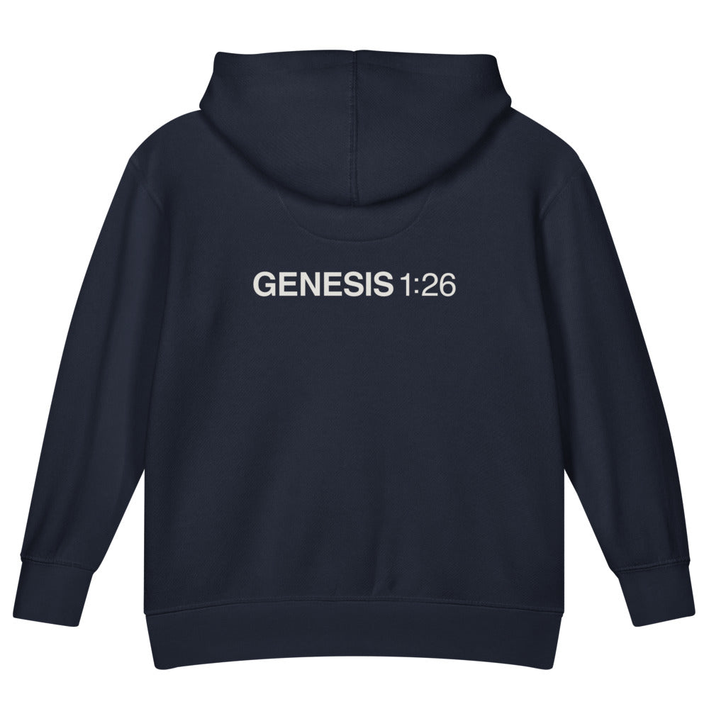 Genesis 1:26 — Kids Faith Hoodie - Navy back