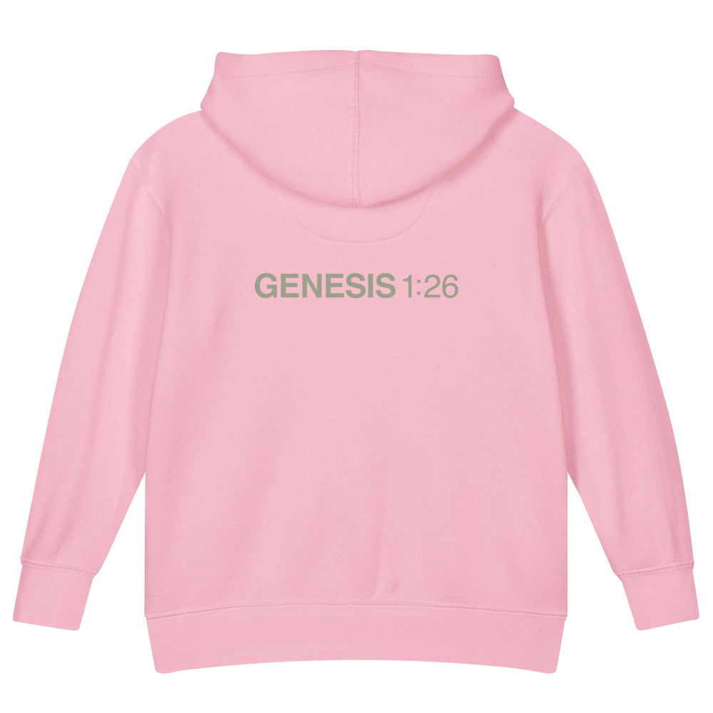 Genesis 1:26 — Kids Faith Hoodie - Pink back