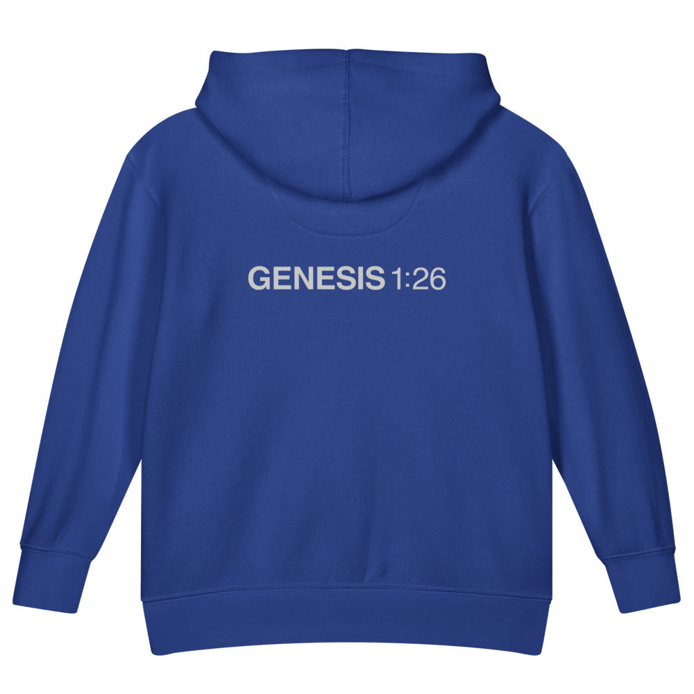 Genesis 1:26 — Kids Faith Hoodie - Royal back