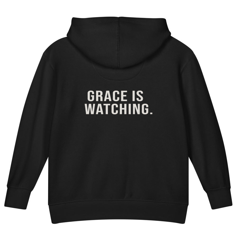 Grace Is Watching — Kids Faith Hoodie - Black back