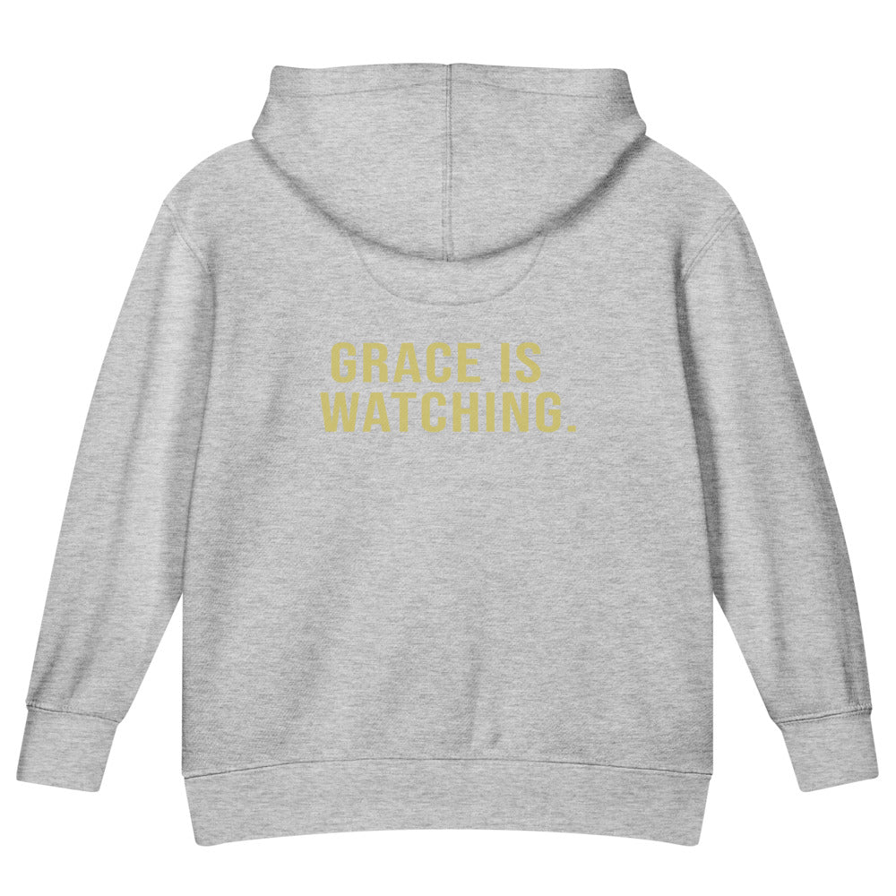 Grace Is Watching — Kids Faith Hoodie - Heather back
