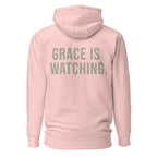 Grace Is Watching — Light Pink hoodie — back view