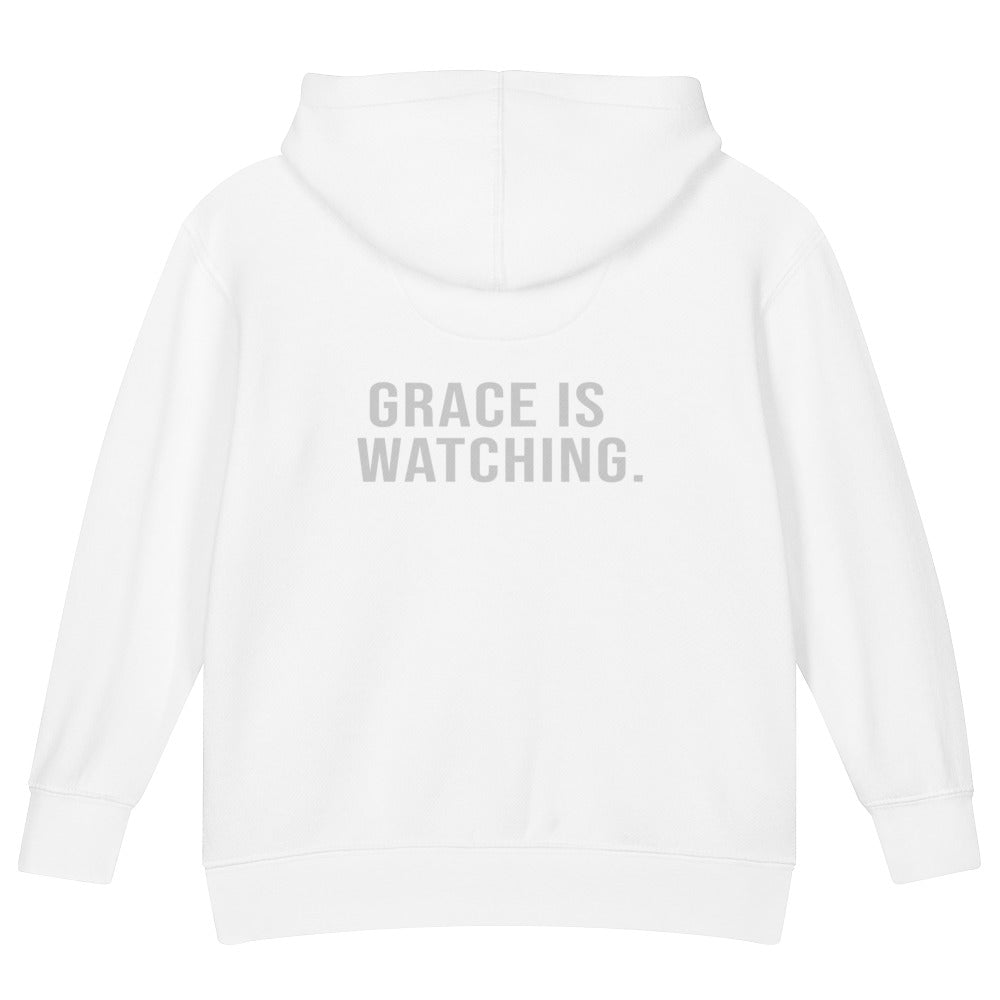 Grace Is Watching — Kids Faith Hoodie - White back