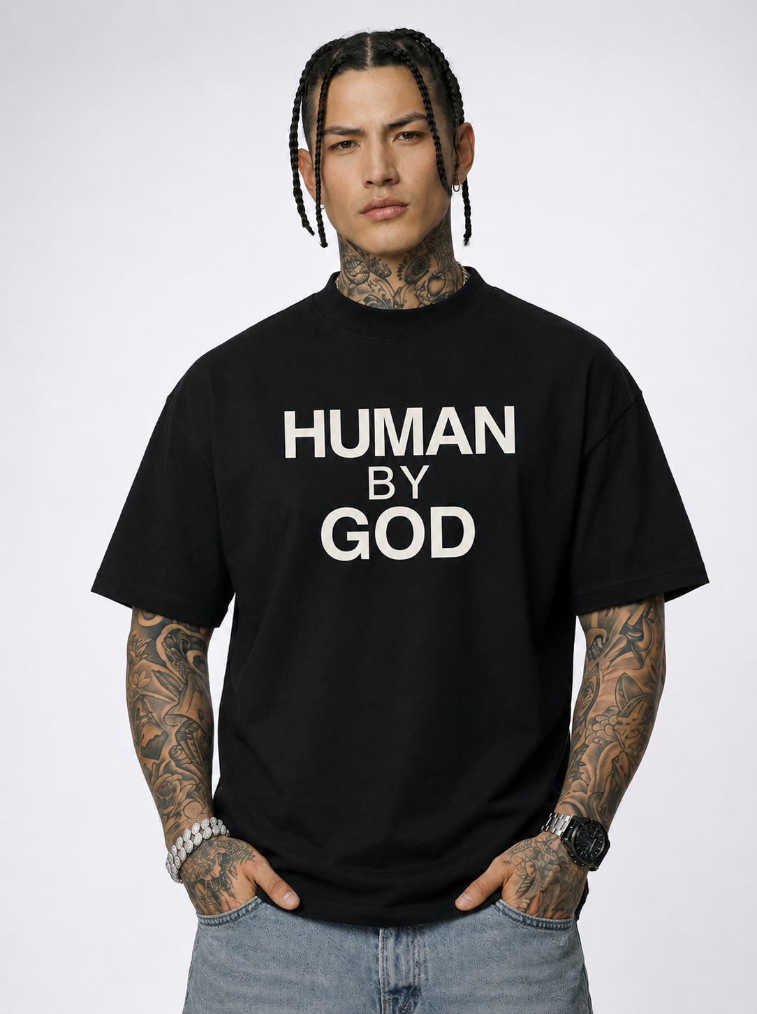 Human By God t-shirt model - Black