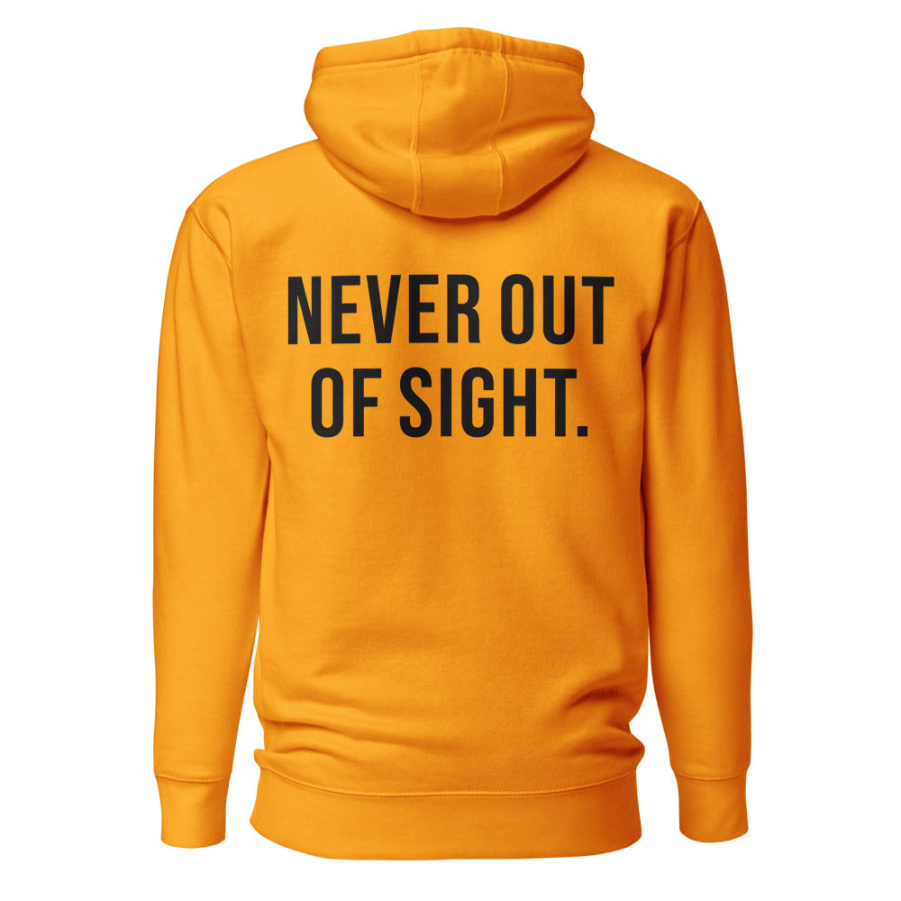 Never Out of Sight — Team Gold hoodie — back view